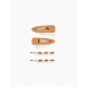 PACK 2 TWEEZERS + 2 BABY AND GIRL HOOKS, CAMEL/WHITE