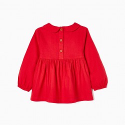 BLOUSE IN COTTON TWILL FOR BABY GIRL, RED