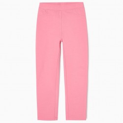 CARDED JEGGINGS PANTS IN COTTON FOR GIRL, PINK