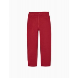 JEGGINGS PANTS CARDED IN COTTON FOR GIRL, DARK RED