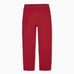 JEGGINGS PANTS CARDED IN COTTON FOR GIRL, DARK RED