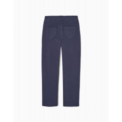 JEGGINGS CARDED PANTS IN COTTON FOR GIRL, DARK BLUE