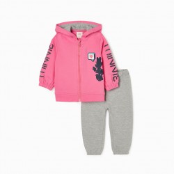 BABY GIRL CARDED TRACKSUIT 'MINNIE', GREY/PINK