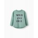 'WILD AND FREE' GIRLS COTTON T-SHIRT, GREEN