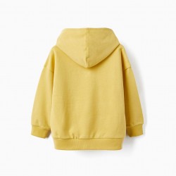 COTTON HOODIE FOR BOYS 'ADVENTURE BEGINS', YELLOW