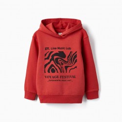 'VOYAGE FESTIVAL' HOODED SWEATSHIRT FOR BOYS, RED