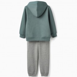 TRACKSUIT FOR BOYS, GREEN/GREY