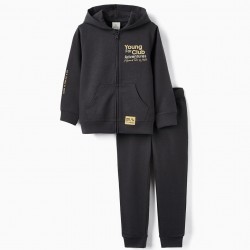 CHILDREN'S TRACKSUIT 'BORN TO DISCOVER', DARK GREY