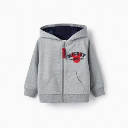 HOODED JACKET FOR BABY BOYS 'MICKEY MOUSE', LIGHT GRAY