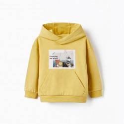 COTTON HOODIE FOR BABY BOY, YELLOW