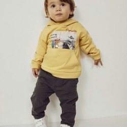 COTTON HOODIE FOR BABY BOY, YELLOW