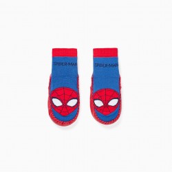 BOYS' SLIPPERS 'SPIDER-MAN' SOCKS, RED/BLUE