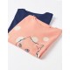 PACK 2 COTTON T-SHIRTS FOR GIRLS, CORAL/DARK BLUE