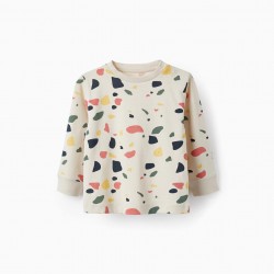 COTTON T-SHIRT WITH COLORFUL SHAPES FOR BABY BOY, BEIGE