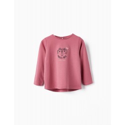 LONG SLEEVE COTTON T-SHIRT FOR BABY GIRL, PINK