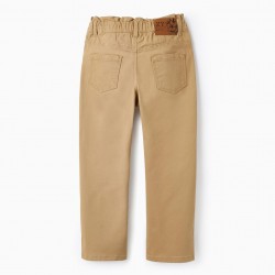 PAPERBAG TWILL PANTS FOR GIRLS, BEIGE