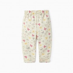 SWEATPANTS WITH BUTTERFLY PRINT FOR BABY GIRL, BEIGE