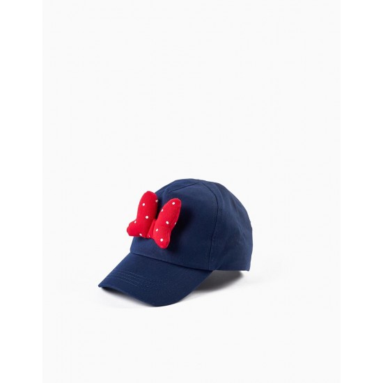 COTTON CAP WITH BOW FOR BABY AND GIRLS 'MINNIE', DARK BLUE