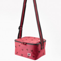 THERMAL LUNCH BOX FOR GIRLS 'HEARTS & BUTTERFLIES', DARK RED