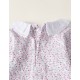 FLORAL BODYSUIT WITH RUFFLE AND LACE FOR NEWBORN, WHITE/PINK