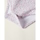 FLORAL BODYSUIT WITH RUFFLE AND LACE FOR NEWBORN, WHITE/PINK