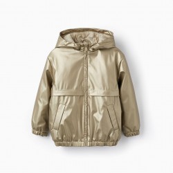 RUBBER PARKA WITH HOOD FOR GIRLS, GOLD
