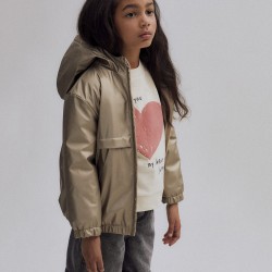 RUBBER PARKA WITH HOOD FOR GIRLS, GOLD