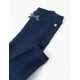 KNITTED RIBBED LEGGINGS WITH BOW FOR BABY GIRL, DARK BLUE