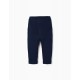 KNITTED RIBBED LEGGINGS WITH BOW FOR BABY GIRL, DARK BLUE