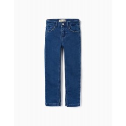 SLIM FIT JEANS WITH STUDS FOR GIRLS, BLUE