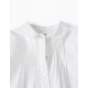COTTON SHIRT WITH DRAPING FOR BABY GIRL, WHITE