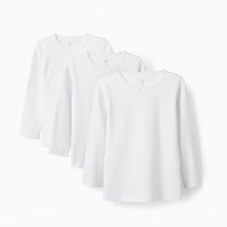 PACK OF 3 COTTON UNDERSHIRTS FOR GIRLS, WHITE