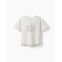 COTTON T-SHIRT FOR GIRLS 'MARIE CURIE', WHITE
