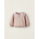 SWEATSHIRT WITH ENGLISH EMBROIDERY COLLAR FOR NEWBORN, PINK