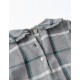 CHECKED COTTON BLOUSE FOR BABY GIRLS, GRAY