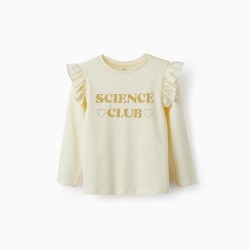 COTTON T-SHIRT FOR GIRLS 'SCIENCE CLUB', WHITE