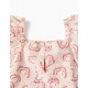 GIRL'S FLORAL COTTON RUFFLED DRESS, PINK/WHITE