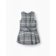 CHECKERED COTTON DRESS FOR BABY GIRL, GRAY