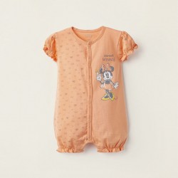 ROMPER PAJAMAS IN COTTON FOR BABY GIRL 'SWEET MINNIE', ORANGE