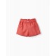 LINEN AND COTTON SHORTS FOR BABY GIRL, DARK PINK