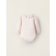 COTTON BODYSUIT WITH ENGLISH EMBROIDERY FOR NEWBORN, PINK