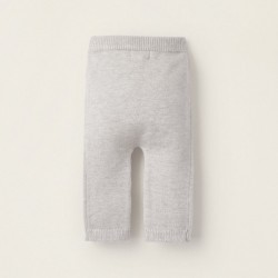 RIBBED KNIT PANTS FOR NEWBORN, BEIGE