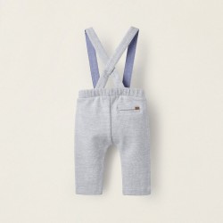 COTTON PANTS WITH SUSPENDERS FOR NEWBORN, GRAY