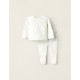 SET OF SWEATER + PANTS WITH KNITTED FEET FOR NEWBORN 'RABBIT', WHITE