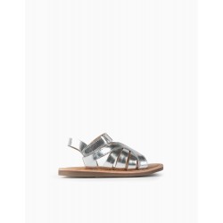BABY GIRL LEATHER SANDALS, SILVER