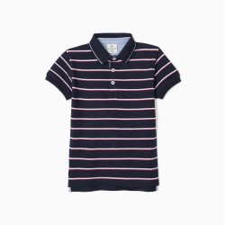 Striped Polo Shirt For Boy 'B&S', Dark Blue