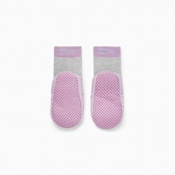 BABY AND GIRL 'MINNIE' BABY SLIPPERS, GREY/LILAC