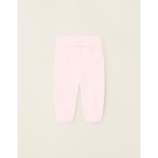 PACK 4 PANTS WITH FEET FOR NEWBORN AND BABY GIRL, PINK
