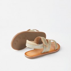 Leather Sandals For Girl, Gold