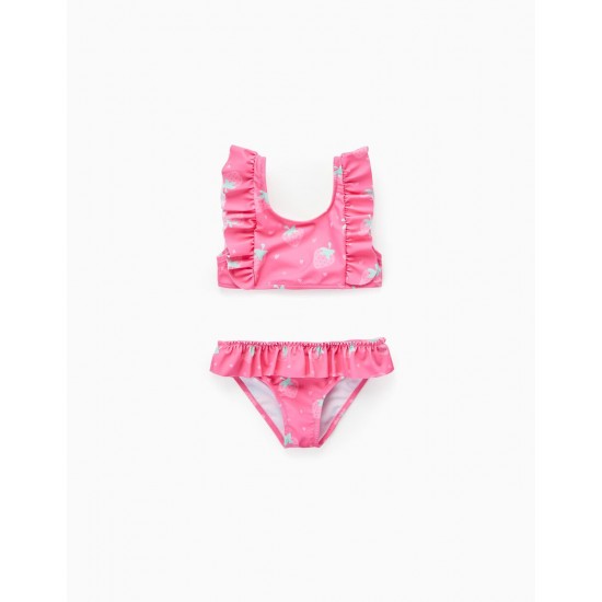 Girl's Ruffled Bikini 'Strawberry', Pink